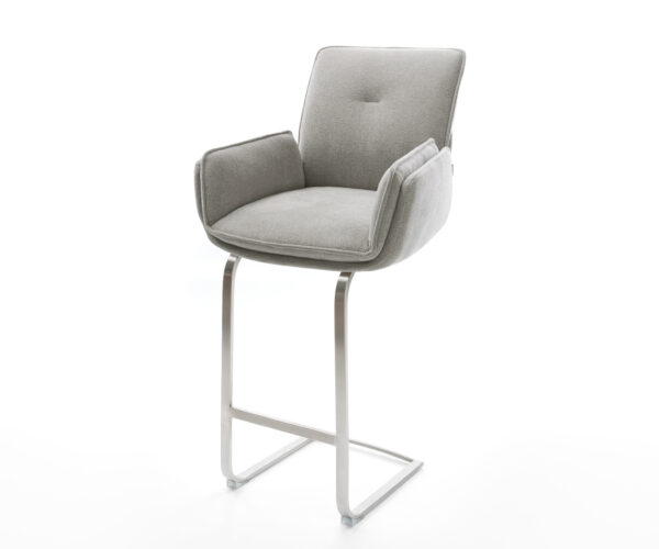 Bárszék Nela-Flex strukturált szövet puha szürke konzolos laposacél rozsdamentes ezüstszínű