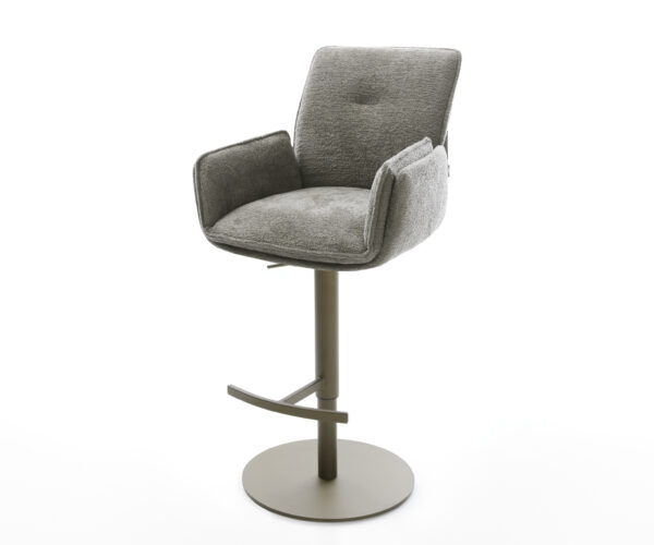 Bárszék Nela-Flex bouclé puha sötét bézs forgatható magasságban állítható fém titán színű