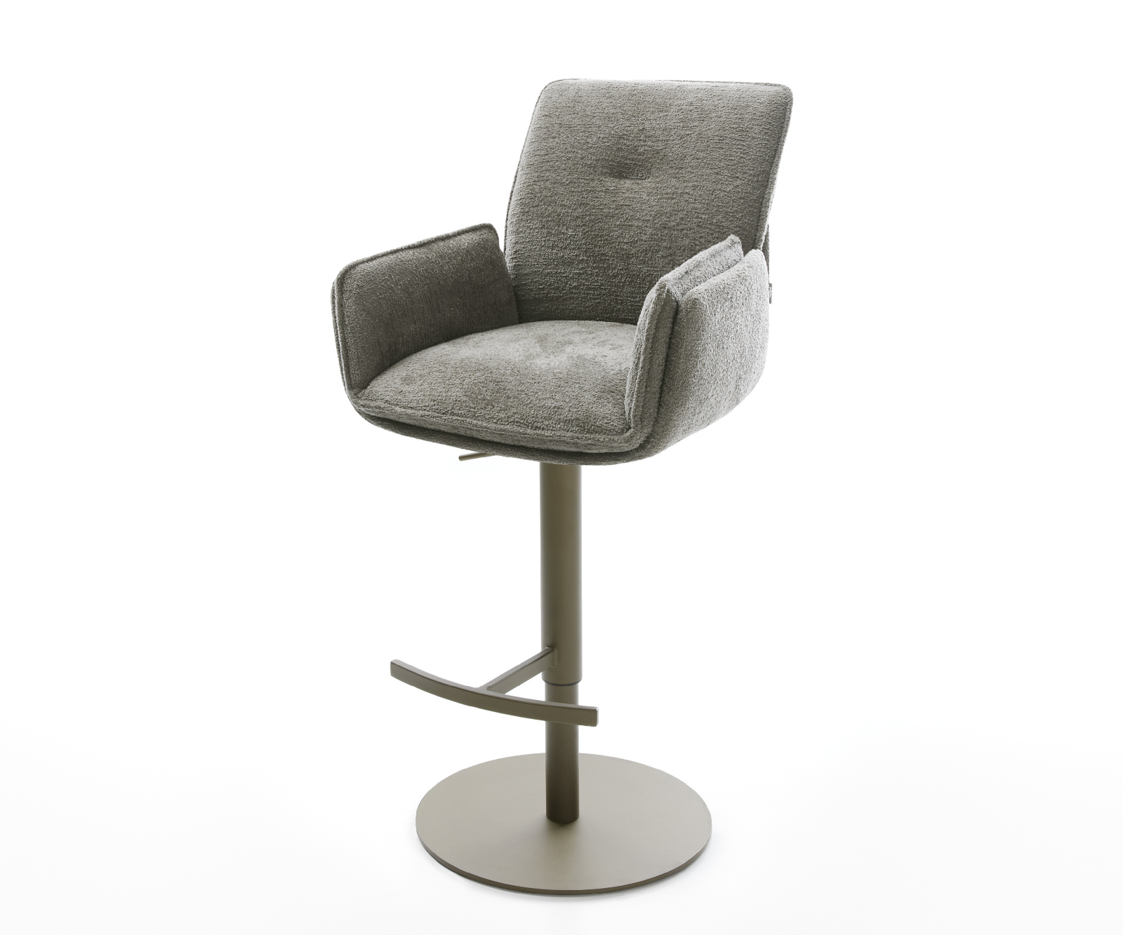 Bárszék Nela-Flex bouclé puha sötét bézs forgatható magasságban állítható fém titán színű