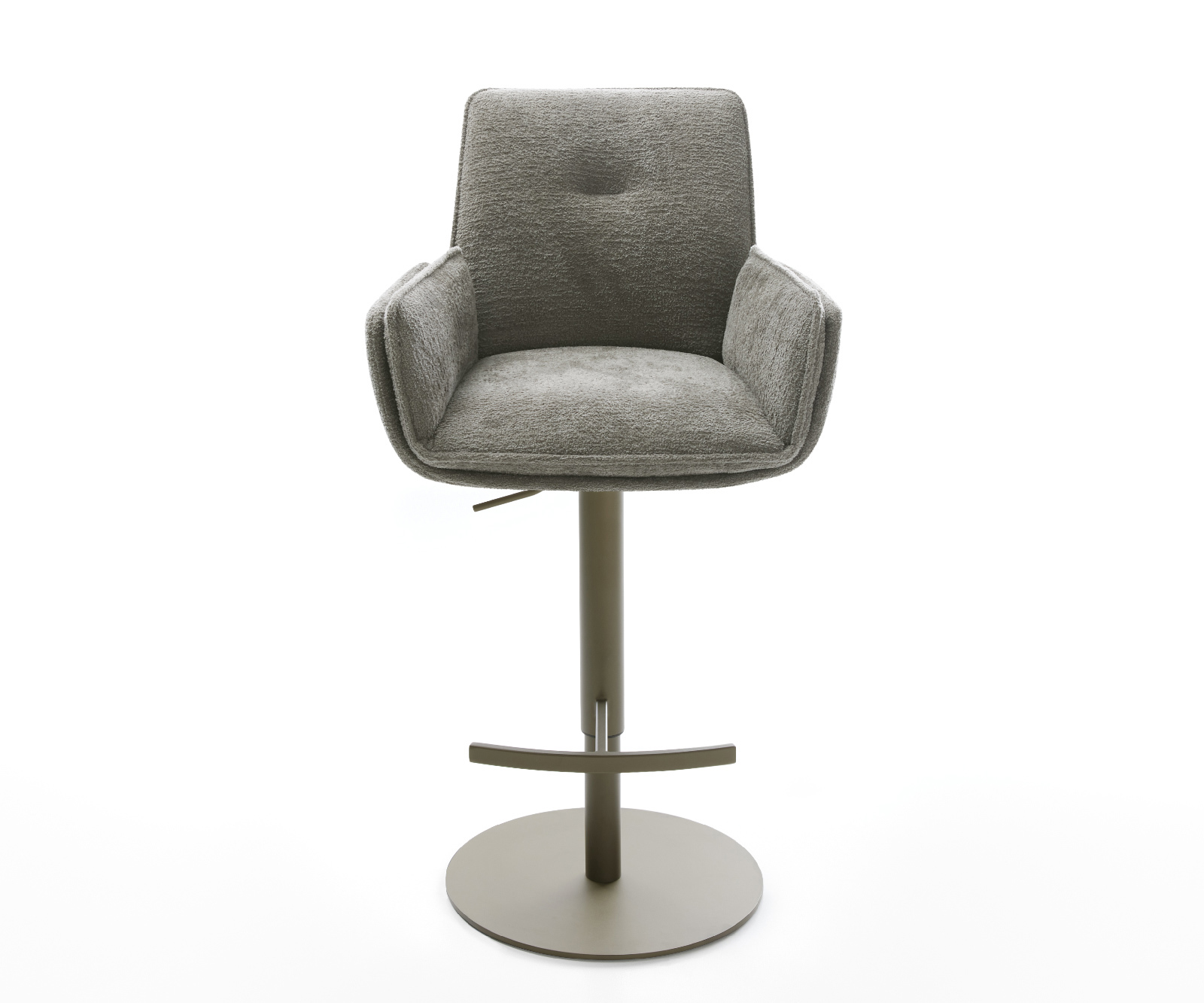 Bárszék Nela-Flex bouclé puha sötét bézs forgatható magasságban állítható fém titán színű - Image 2