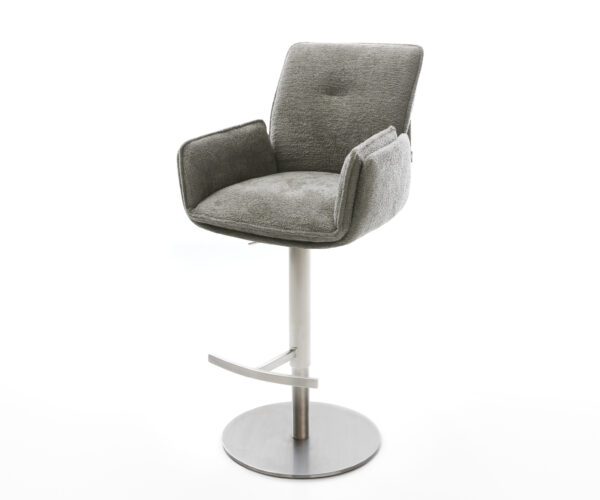 Bárszék Nela-Flex bouclé puha sötét bézs forgatható magasságában állítható rozsdamentes acél ezüstszínű