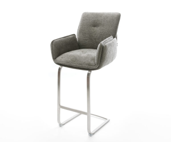 Bárszék Nela-Flex bouclé puha sötét bézs konzolos lapos rozsdamentes acél ezüstszínű