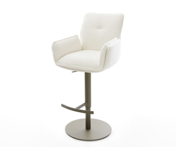 Bárszék Nela-Flex bouclé puha bézs forgatható magasságban állítható fém titánszínű