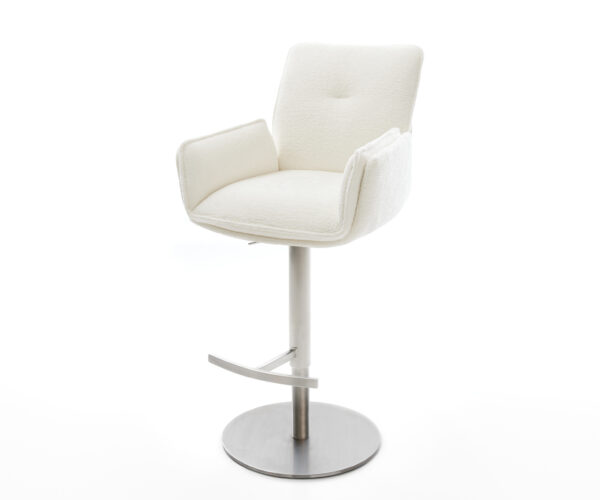 Bárszék Nela-Flex bouclé puha bézs forgatható magasságban állítható rozsdamentes acél ezüstszínű