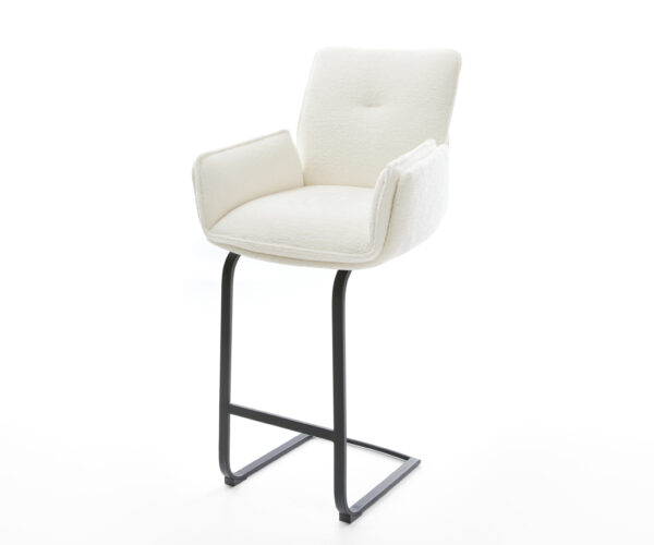 Bárszék Nela-Flex bouclé puha bézs konzolos lapos fém fekete