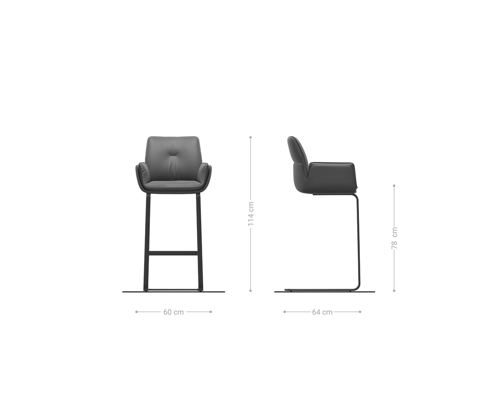 Bárszék Nela-Flex bouclé puha bézs konzolos lapos fém fekete - Image 6