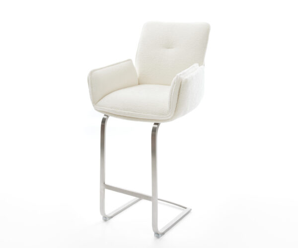 Bárszék Nela-Flex bouclé puha bézs konzolos laposacél rozsdamentes ezüstszínű