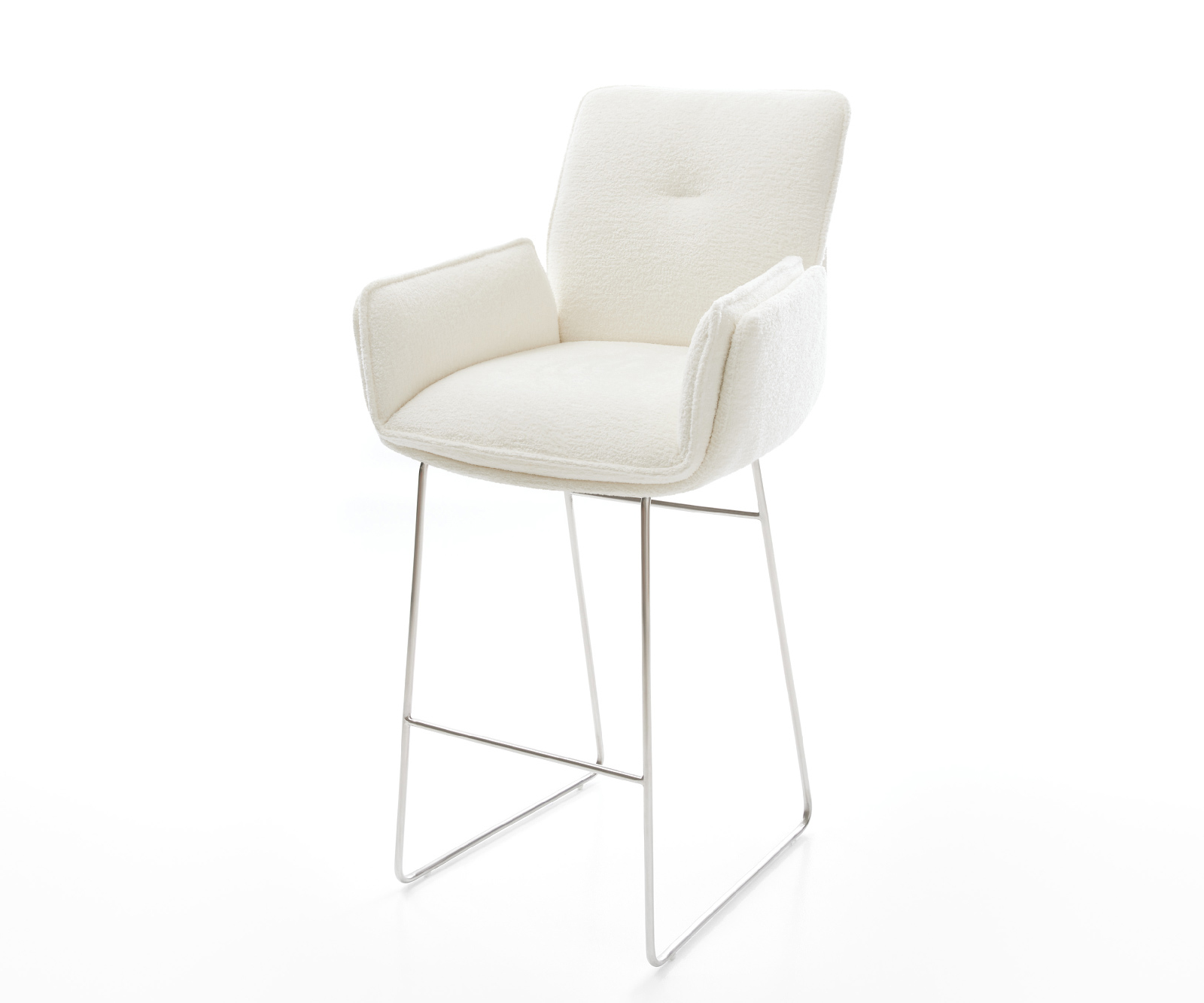 Bárszék Nela-Flex bouclé puha bézs vékony láb rozsdamentes acél ezüstszínű