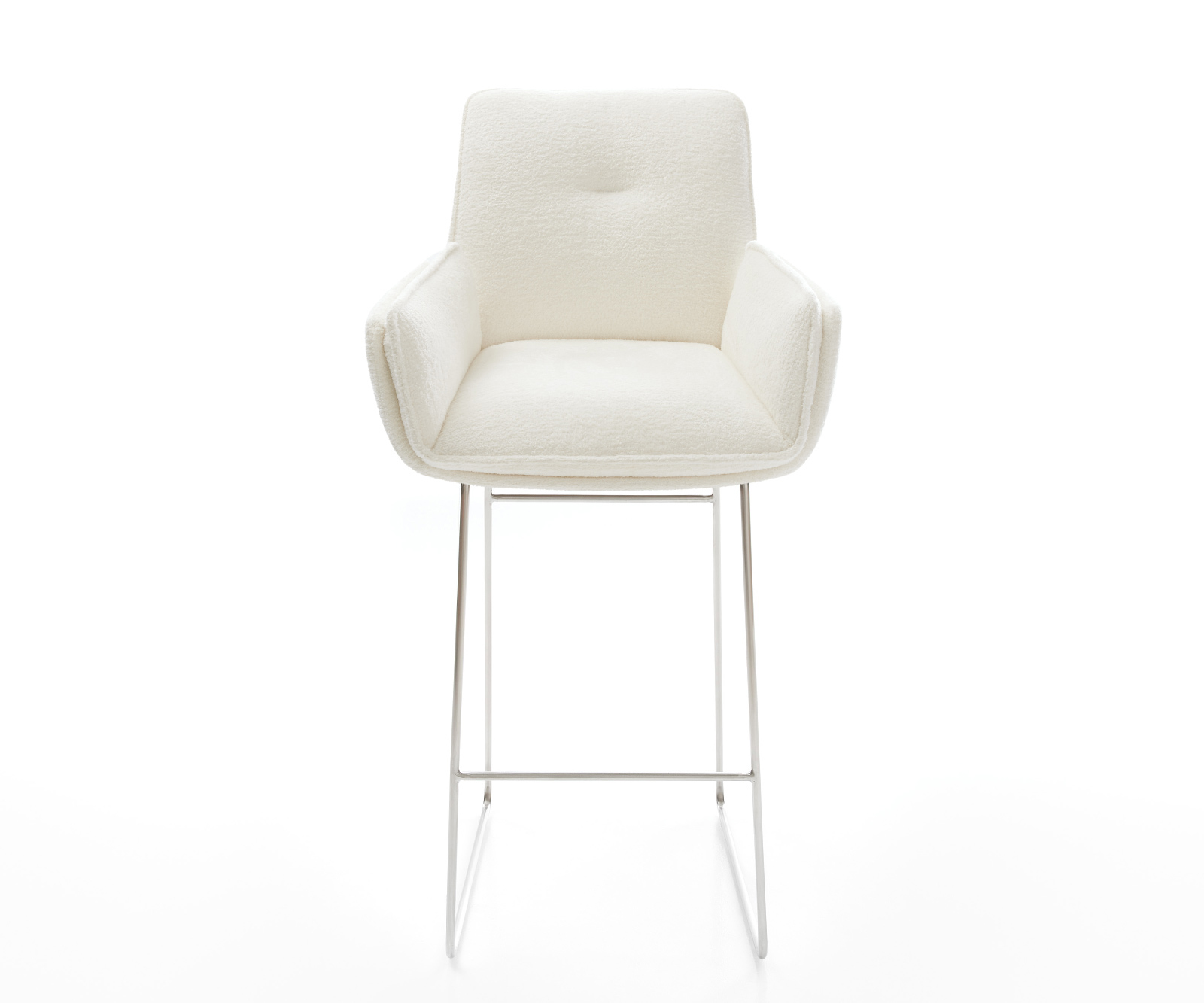 Bárszék Nela-Flex bouclé puha bézs vékony láb rozsdamentes acél ezüstszínű - Image 2