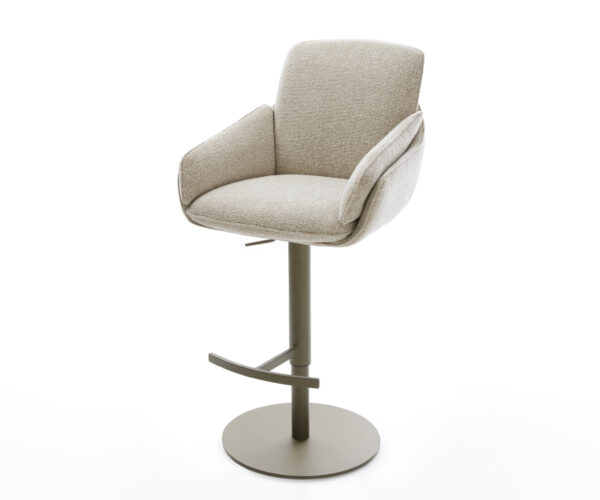 Bárszék Luan-Flex szövött szövet puha bézs forgatható magasságban állítható fém titán színű