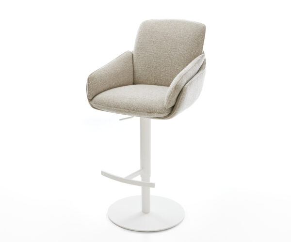 Bárszék Luan-Flex szövött szövet puha bézs forgatható magasságban állítható fém fehér láb