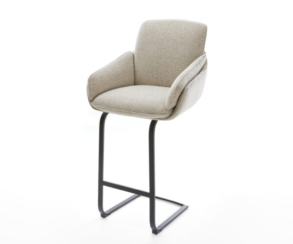 Bárszék Luan-Flex szövött szövet puha bézs konzolos lapos fém fekete