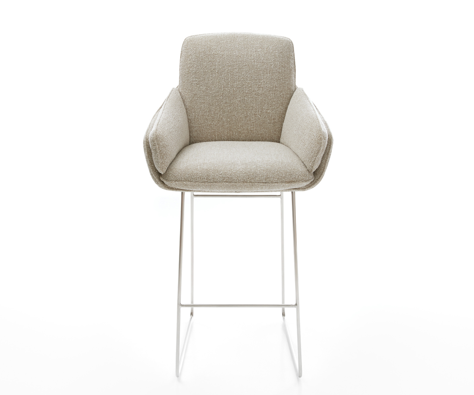 Bárszék Luan-Flex szövött szövet puha bézs vékony láb rozsdamentes acél ezüstszínű - Image 2