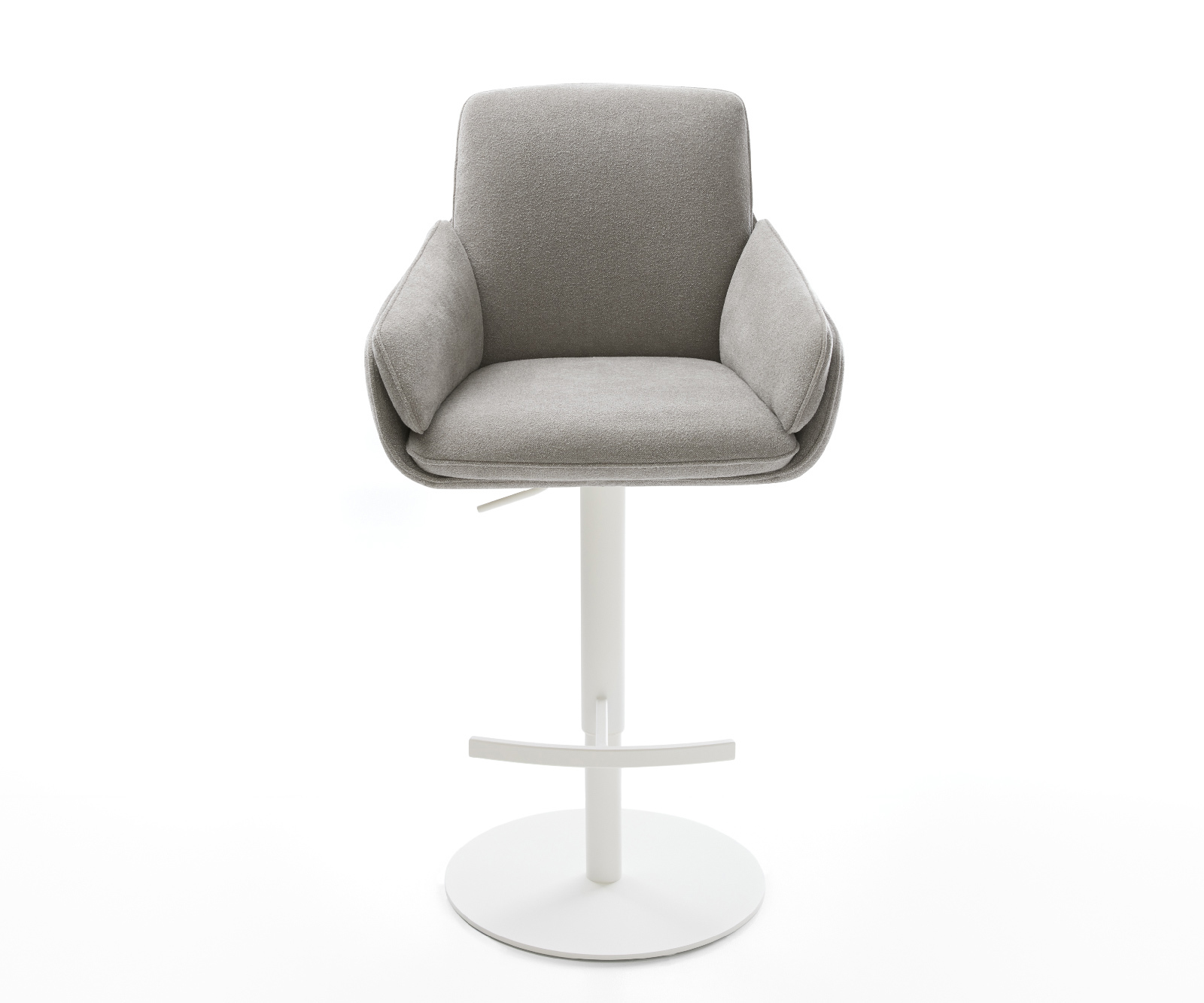 Bárszék Luan-Flex strukturált szövet puha szürke forgatható magasságban állítható fém fehér - Image 2