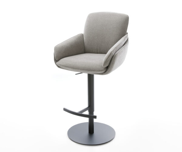 Bárszék Luan-Flex strukturált szövet puha szürke forgatható magasságban állítható fém fekete