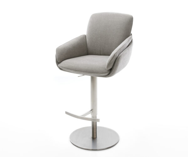 Bárszék Luan-Flex strukturált szövet puha szürke forgatható magasságában állítható rozsdamentes acél ezüstszínű