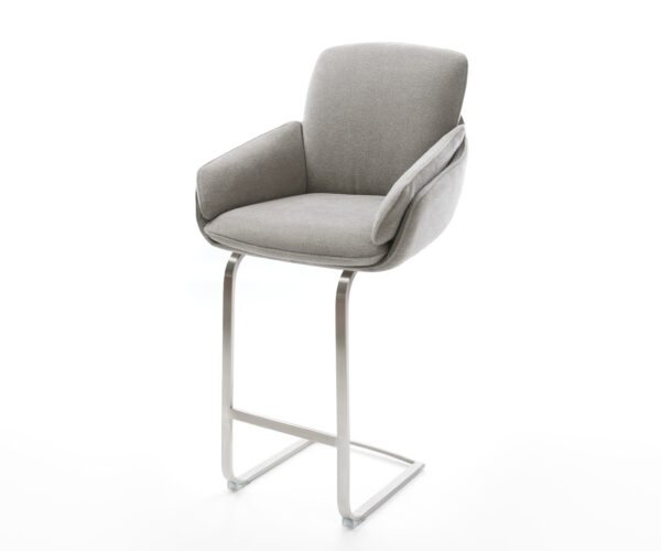 Bárszék Luan-Flex strukturált szövet puha szürke konzolos laposacél rozsdamentes ezüstszínű
