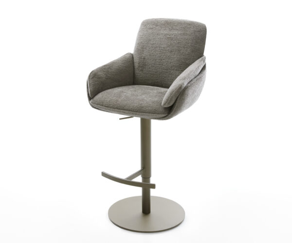 Bárszék Luan-Flex bouclé puha sötét bézs forgatható magasságban állítható fém titán színű láb