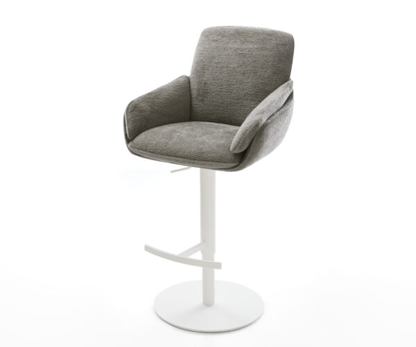 Bárszék Luan-Flex bouclé puha sötét bézs forgatható magasságban állítható fém fehér