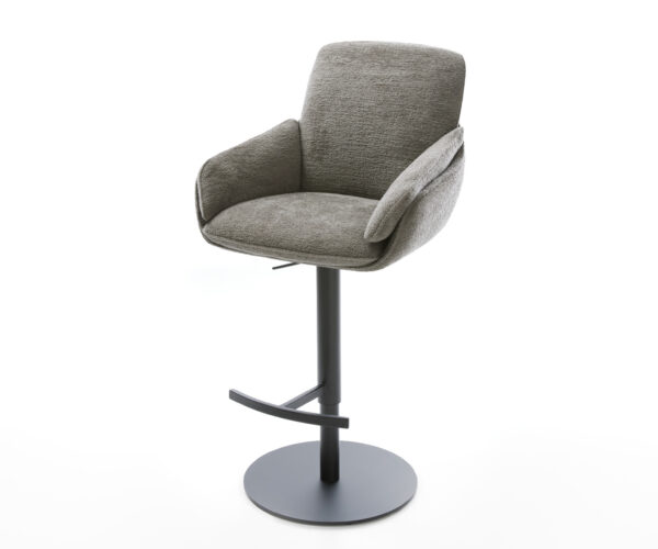 Bárszék Luan-Flex bouclé puha sötét bézs forgatható magasságban állítható fém láb fekete