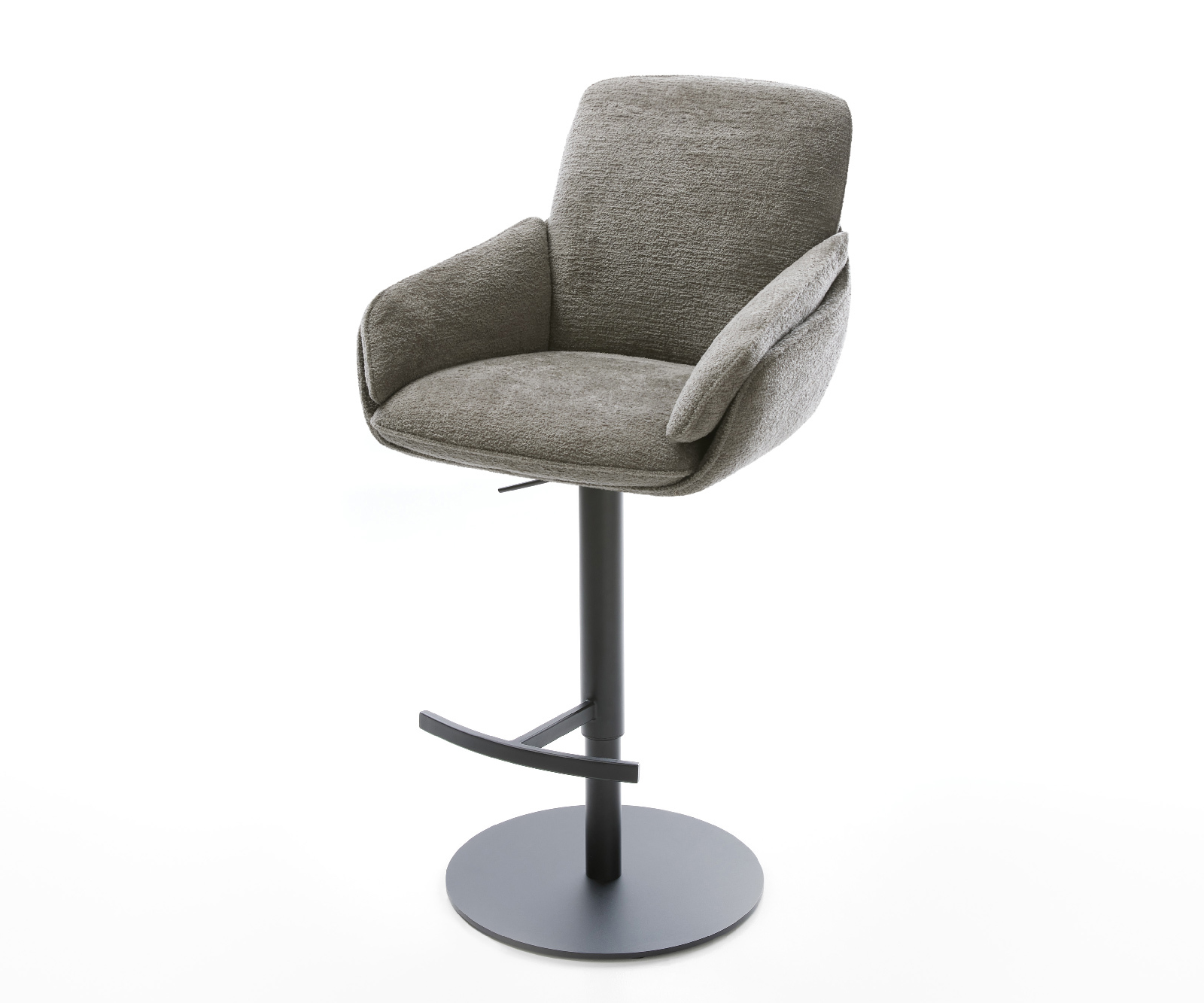 Bárszék Luan-Flex bouclé puha sötét bézs forgatható magasságban állítható fém láb fekete