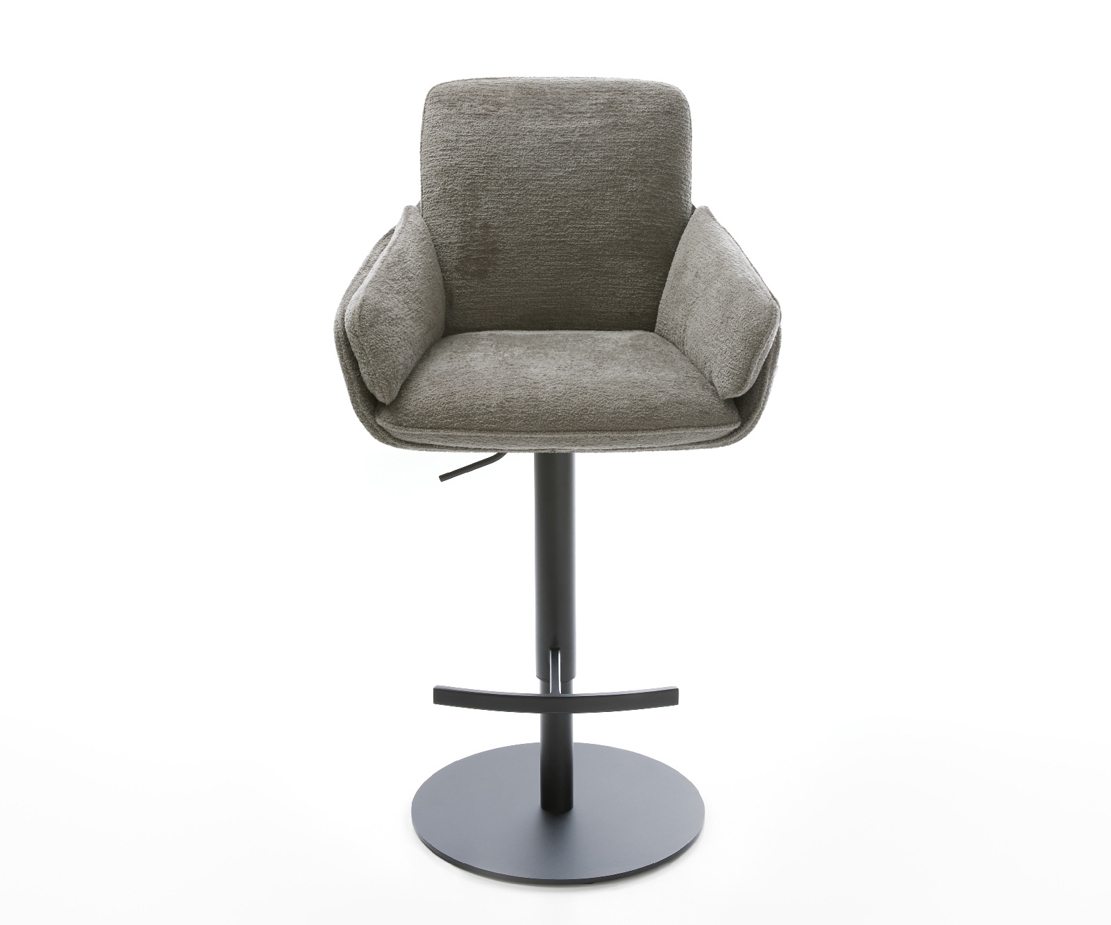 Bárszék Luan-Flex bouclé puha sötét bézs forgatható magasságban állítható fém láb fekete - Image 2