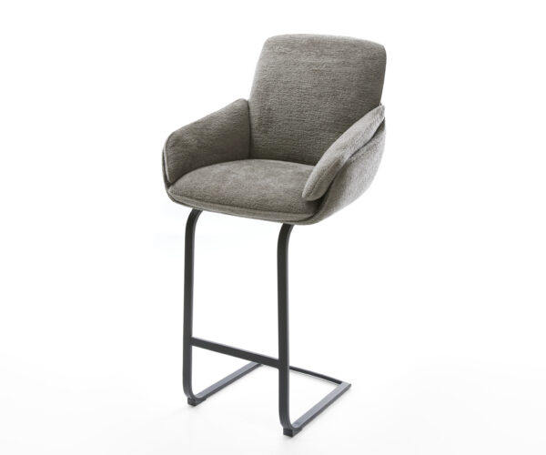 Bárszék Luan-Flex bouclé puha sötét bézs konzolos lapos fém fekete