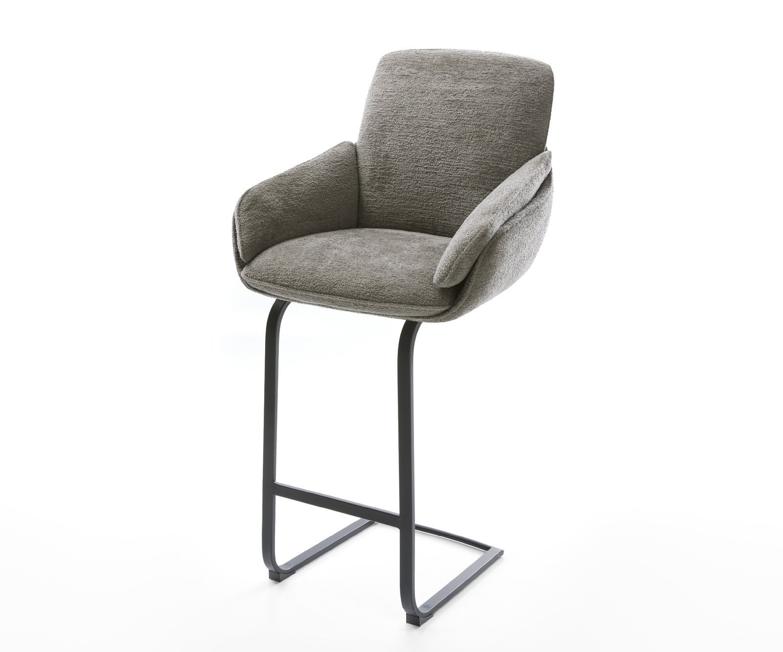 Bárszék Luan-Flex bouclé puha sötét bézs konzolos lapos fém fekete