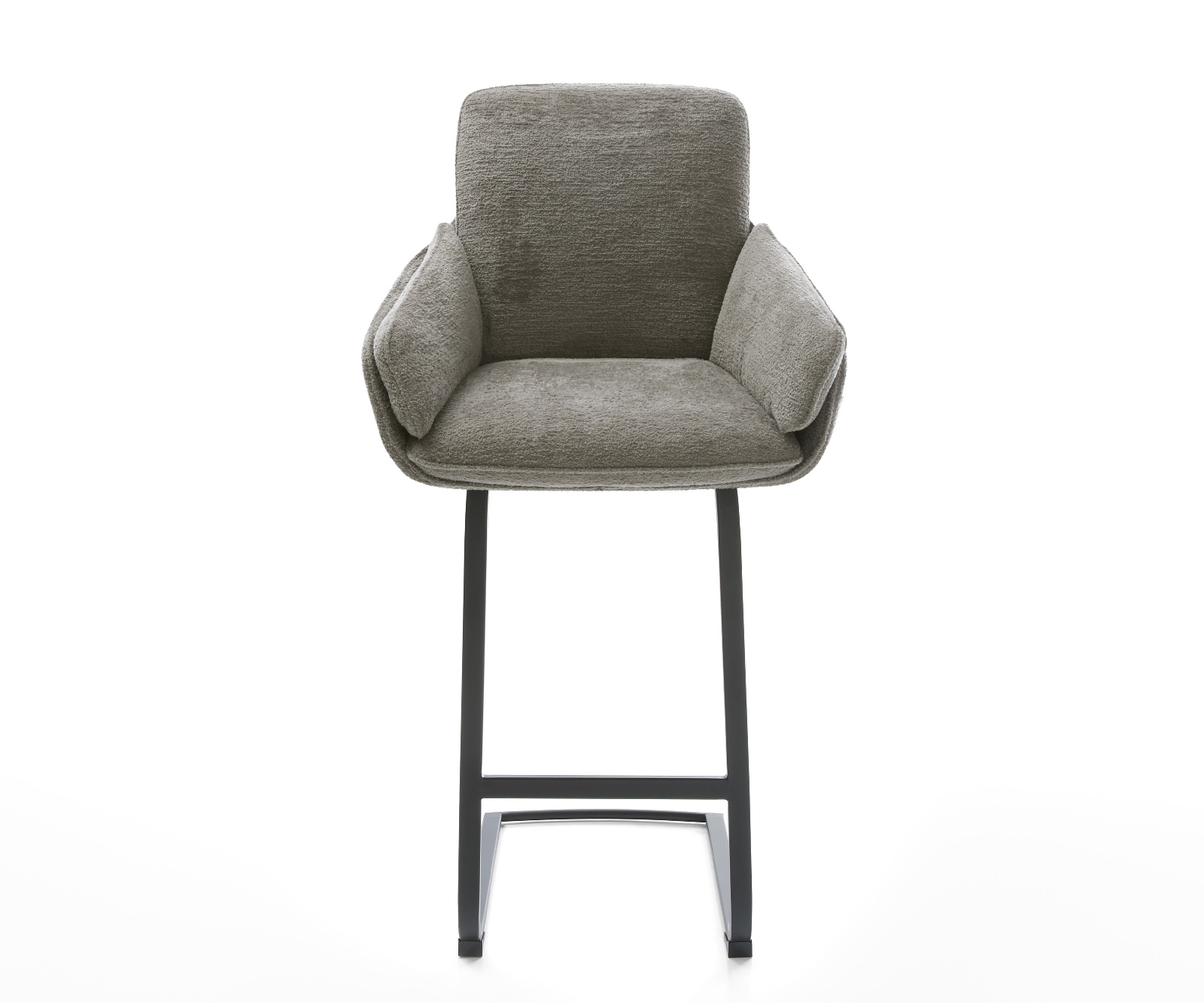 Bárszék Luan-Flex bouclé puha sötét bézs konzolos lapos fém fekete - Image 2