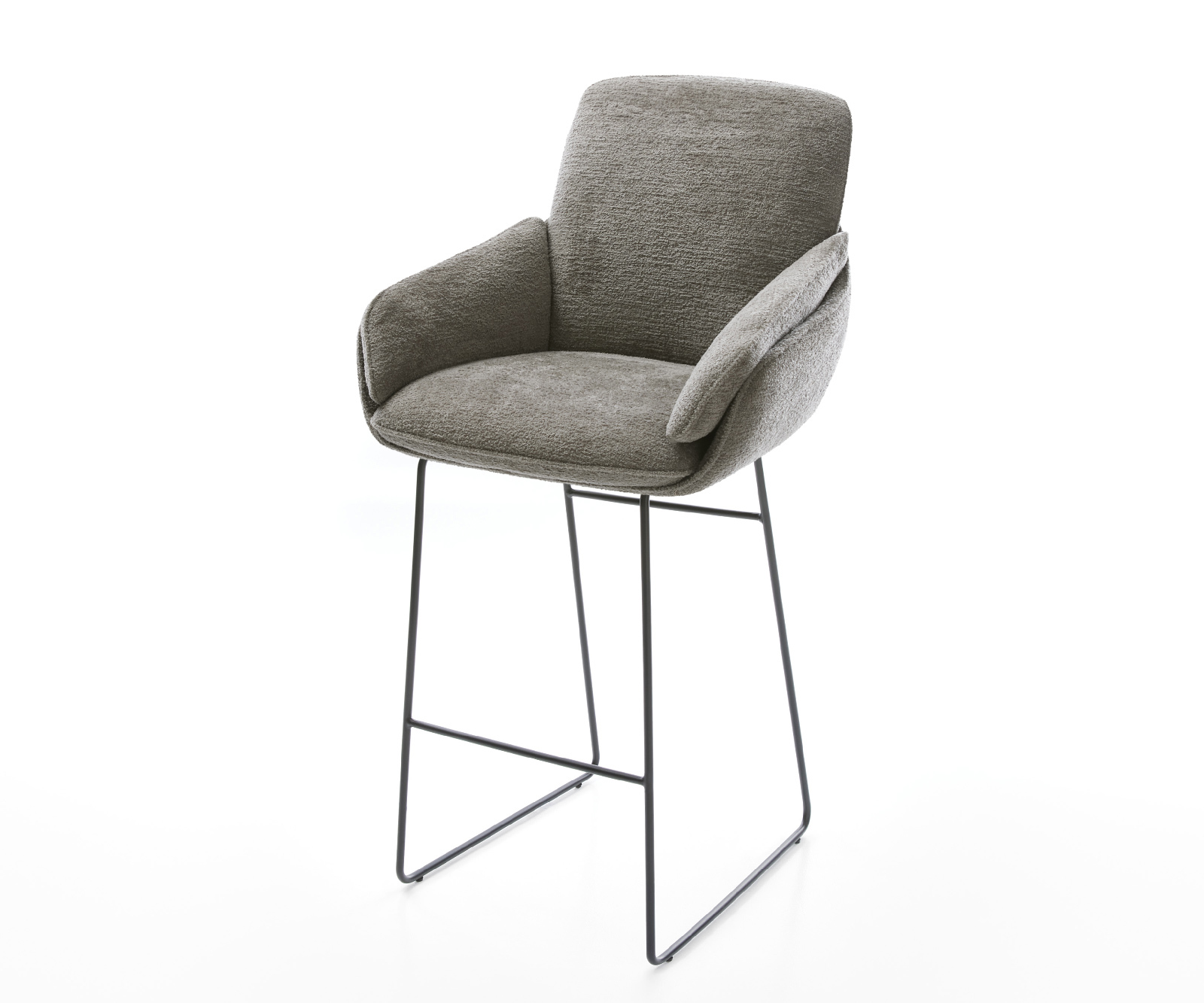 Bárszék Luan-Flex bouclé puha sötét bézs vékony fém láb fekete