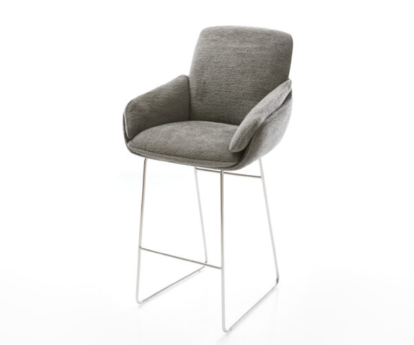 Bárszék Luan-Flex bouclé puha sötét bézs vékony láb rozsdamentes acél ezüstszínű