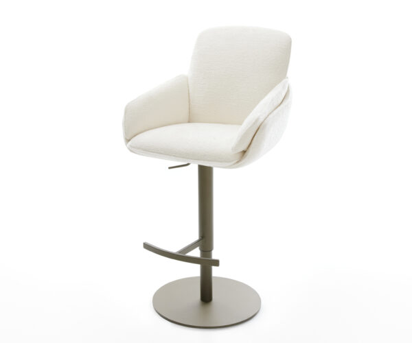 Bárszék Luan-Flex bouclé puha bézs forgatható magasságban állítható fém titánszínű