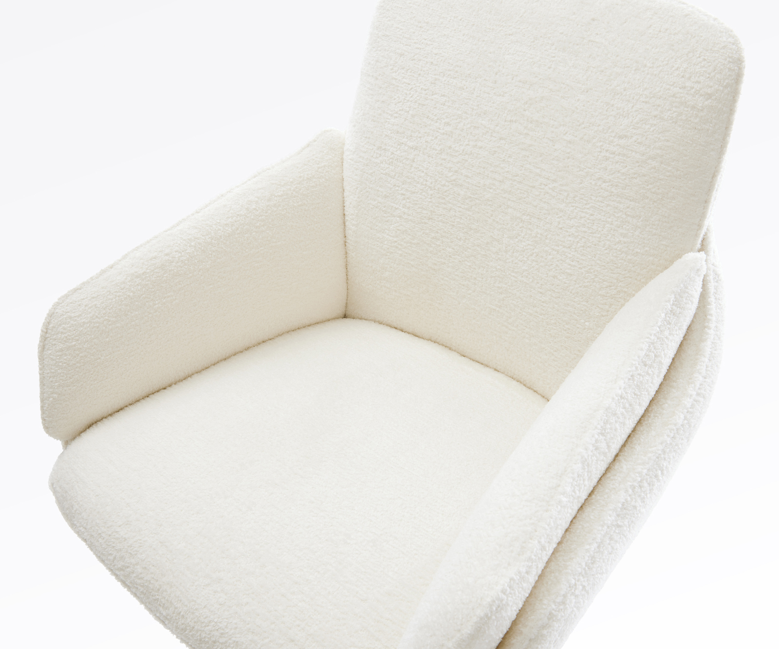 Bárszék Luan-Flex bouclé puha bézs forgatható magasságban állítható fém fehér - Image 4