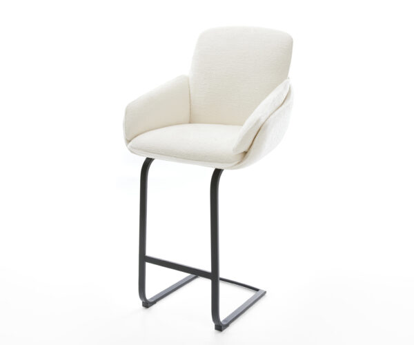 Bárszék Luan-Flex bouclé puha bézs konzolos lapos fém fekete