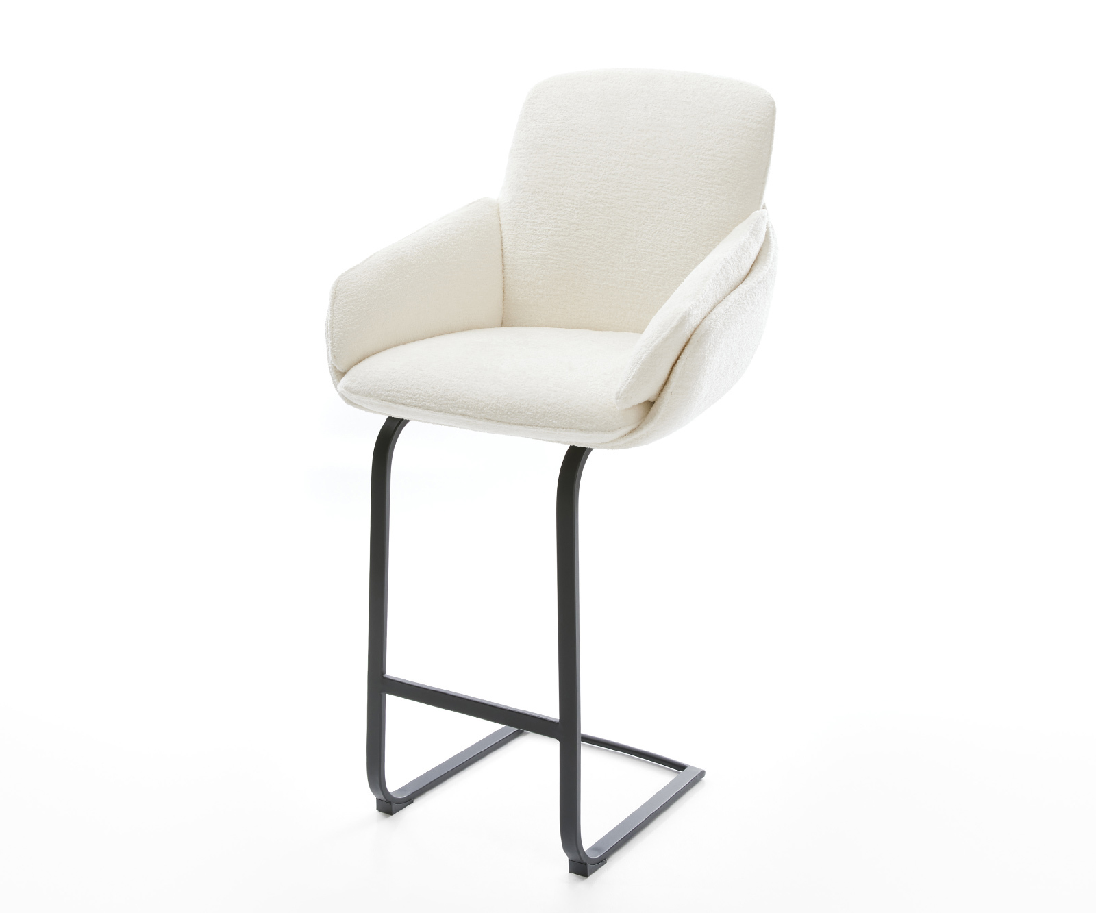 Bárszék Luan-Flex bouclé puha bézs konzolos lapos fém fekete