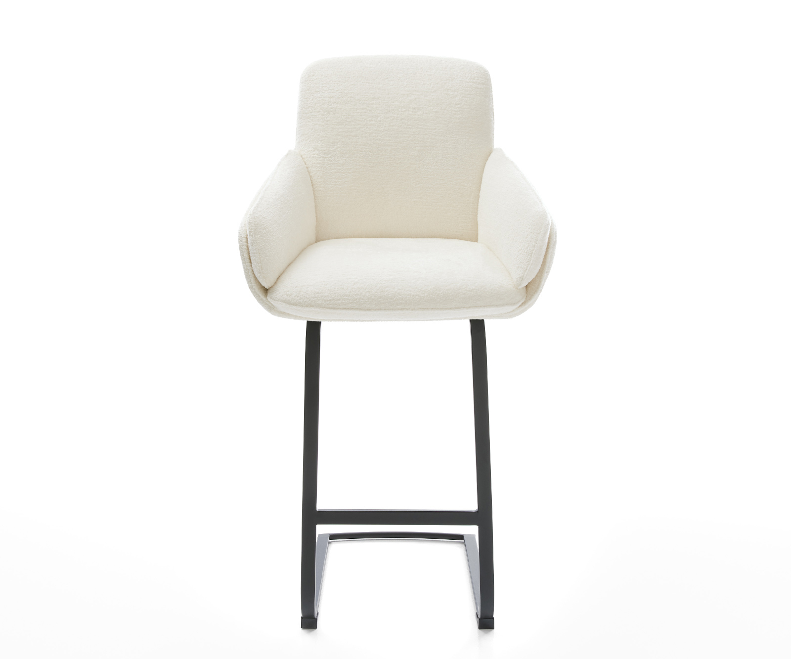 Bárszék Luan-Flex bouclé puha bézs konzolos lapos fém fekete - Image 2
