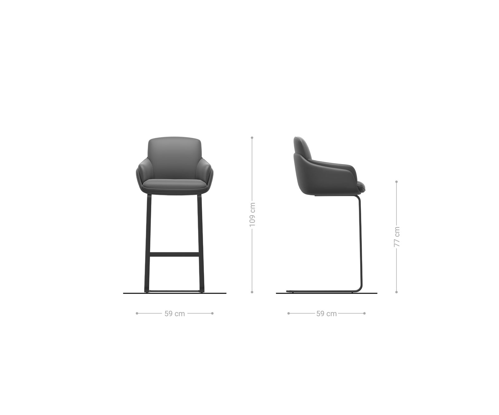 Bárszék Luan-Flex bouclé puha bézs konzolos lapos fém fekete - Image 6