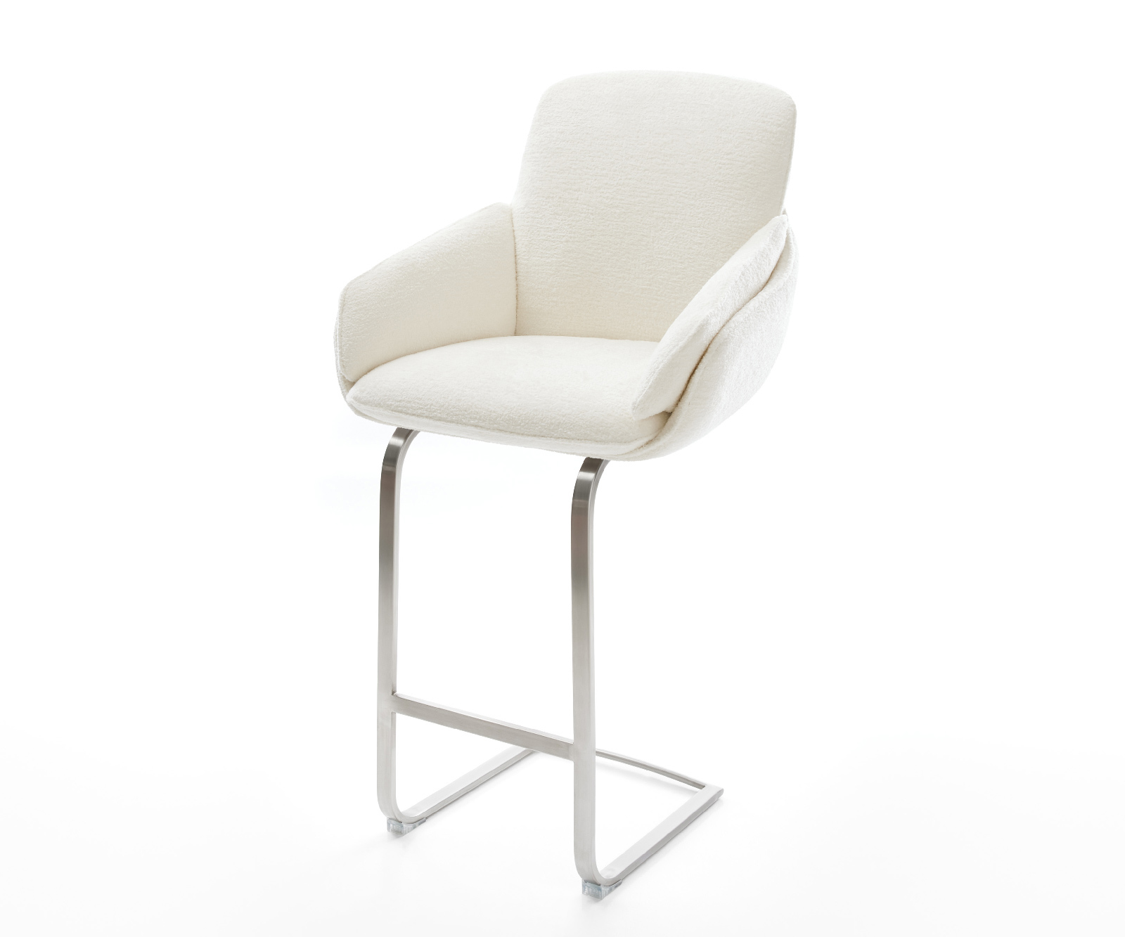 Bárszék Luan-Flex bouclé puha bézs konzolos laposacél rozsdamentes ezüstszínű