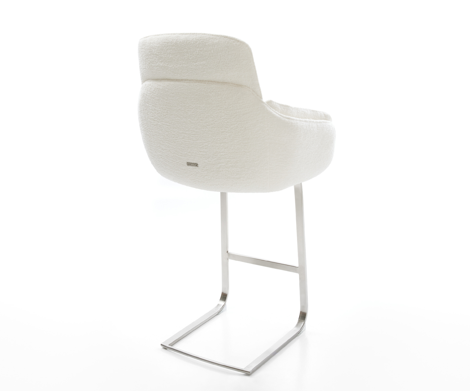 Bárszék Luan-Flex bouclé puha bézs konzolos laposacél rozsdamentes ezüstszínű - Image 5