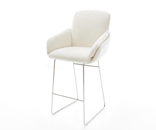 Bárszék Luan-Flex bouclé puha bézs vékony láb rozsdamentes acél ezüstszínű