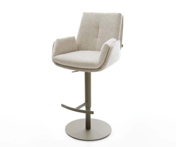 Bárszék Clea-Flex szövött szövet puha bézs forgatható magasságban állítható fém titánszínű láb