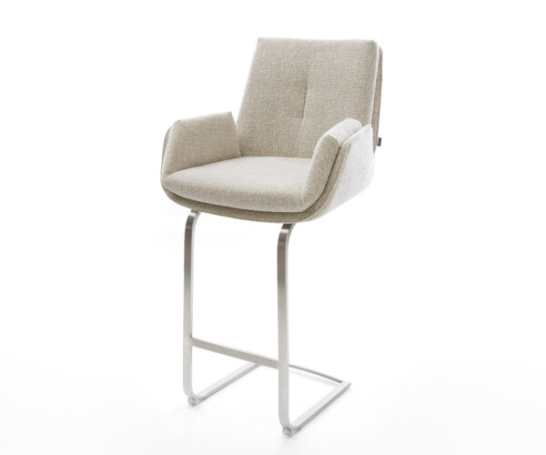 Bárszék Clea-Flex szövött szövet puha bézs konzolos laposacél rozsdamentes ezüstszínű