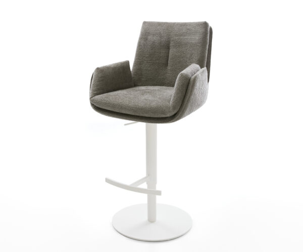 Bárszék Clea-Flex bouclé puha sötét bézs forgatható magasságában állítható fém fehér