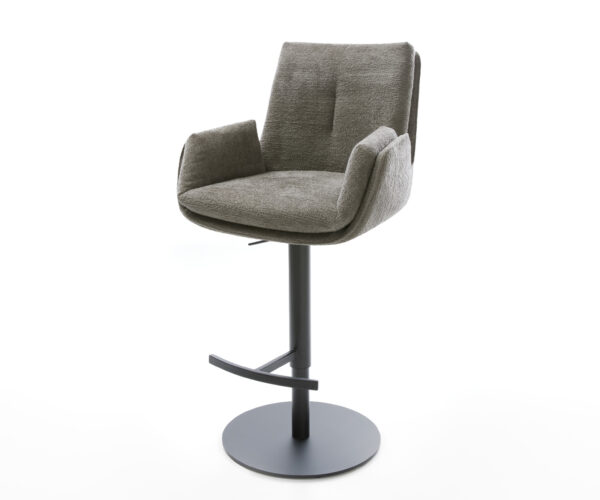 Bárszék Clea-Flex bouclé puha sötét bézs forgatható magasságban állítható fém láb fekete