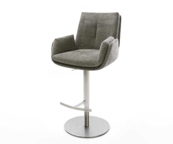 Bárszék Clea-Flex bouclé puha sötét bézs forgatható magasságában állítható rozsdamentes acél ezüstszínű