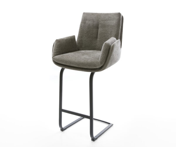 Bárszék Clea-Flex bouclé puha sötét bézs konzolos lapos fém fekete