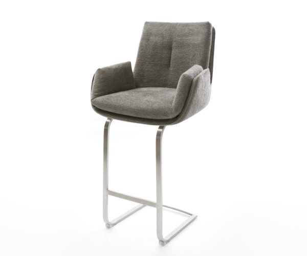 Bárszék Clea-Flex bouclé puha sötét bézs konzolos lapos rozsdamentes acél ezüstszínű