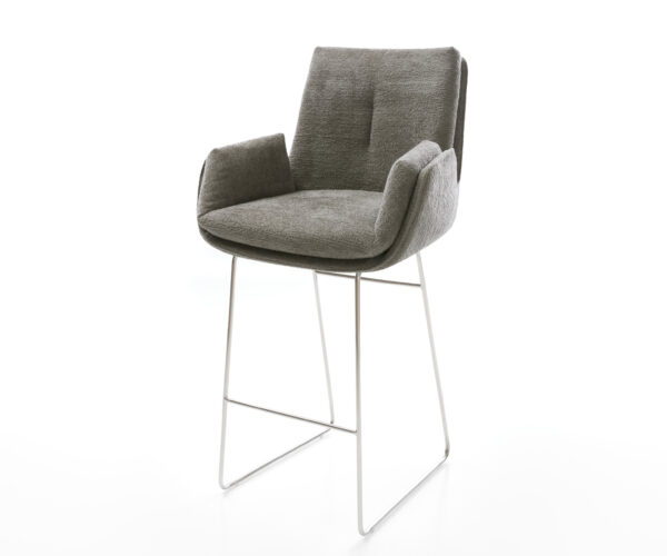 Bárszék Clea-Flex bouclé puha sötét bézs vékony láb rozsdamentes acél ezüstszínű