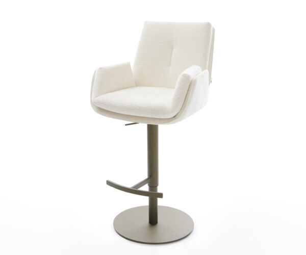 Bárszék Clea-Flex bouclé puha bézs forgatható magasságban állítható fém titánszínű
