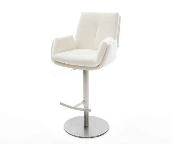 Bárszék Clea-Flex bouclé puha bézs forgatható magasságban állítható rozsdamentes acél ezüstszínű